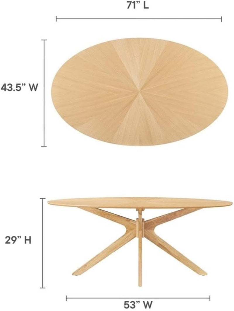 71’’ Oval Oak Wood Dining Table – Mid-Century Modern Style | EEI-3849-OAK Crossroads