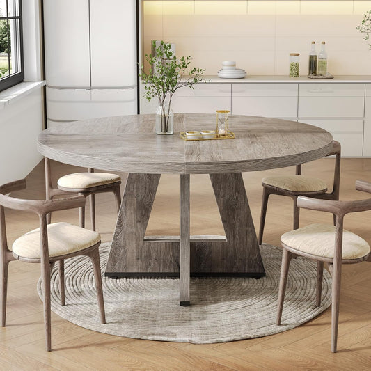 round Dining Table for 4-6 People, 47 Inches Dining Room Table with