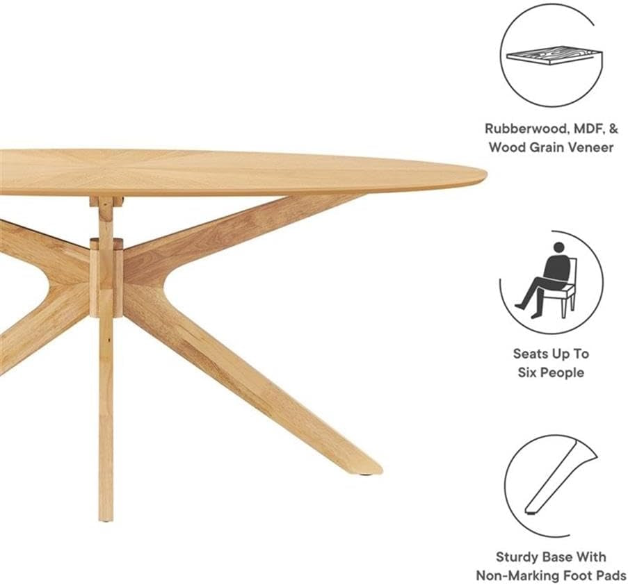 71’’ Oval Oak Wood Dining Table – Mid-Century Modern Style | EEI-3849-OAK Crossroads