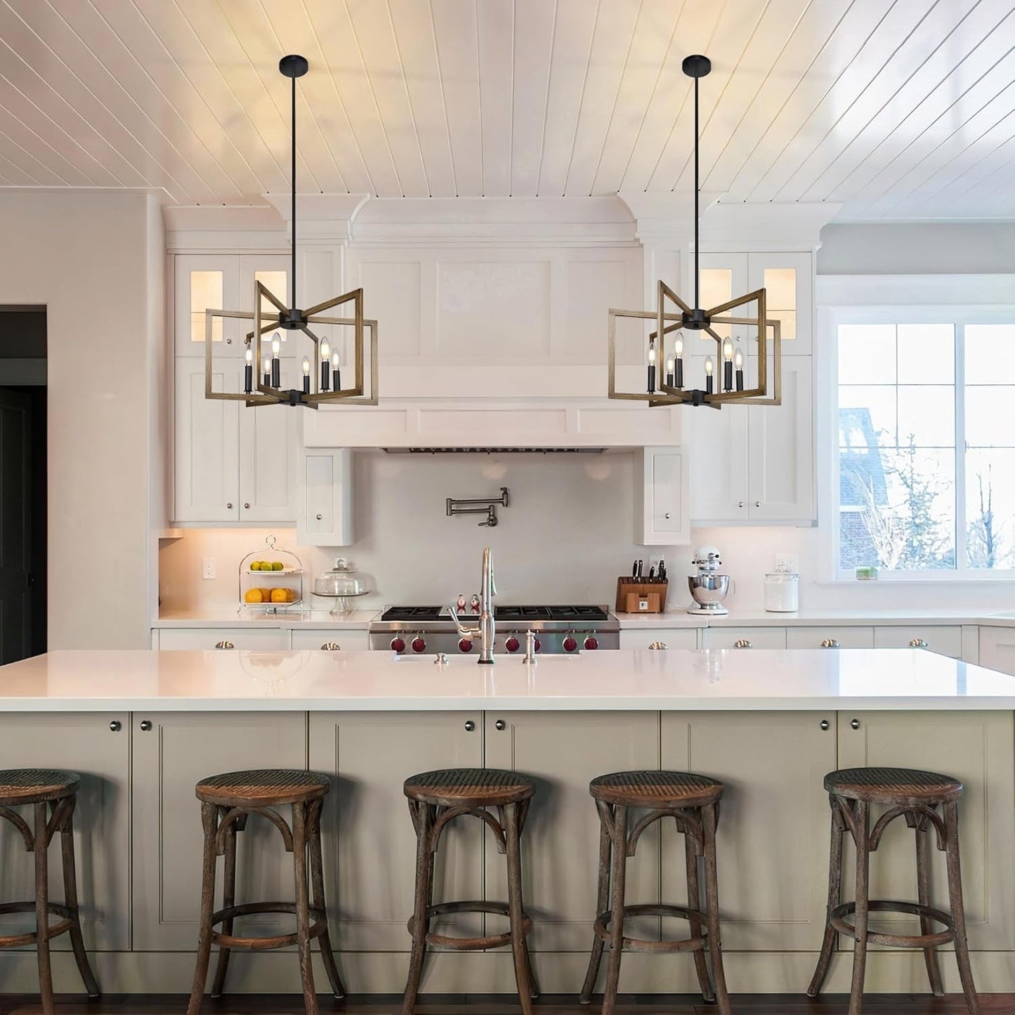 6-Light Modern Farmhouse Pendant Lights for Kitchen Island, Vintage