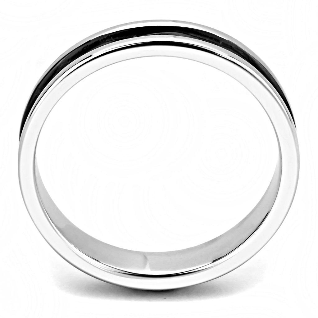 TK3502 - Two-Tone IP Black (Ion Plating) Stainless Steel Ring with No