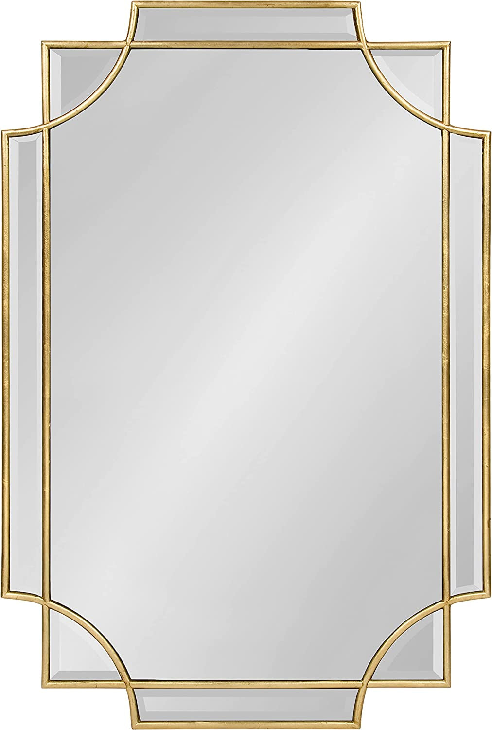 Minuette Decorative Rectangular Wall Mirror in Gold Leaf Finish, 24 x