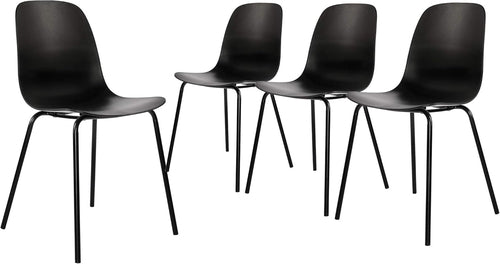 Set of 4 Dining Chairs with Legs for Kitchen Living Room(Matte Black)