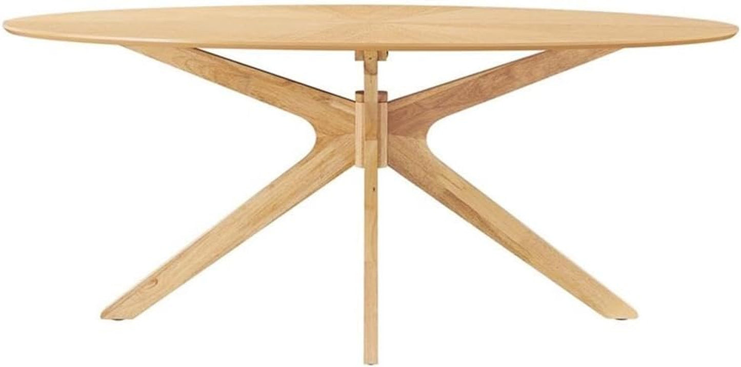71’’ Oval Oak Wood Dining Table – Mid-Century Modern Style | EEI-3849-OAK Crossroads